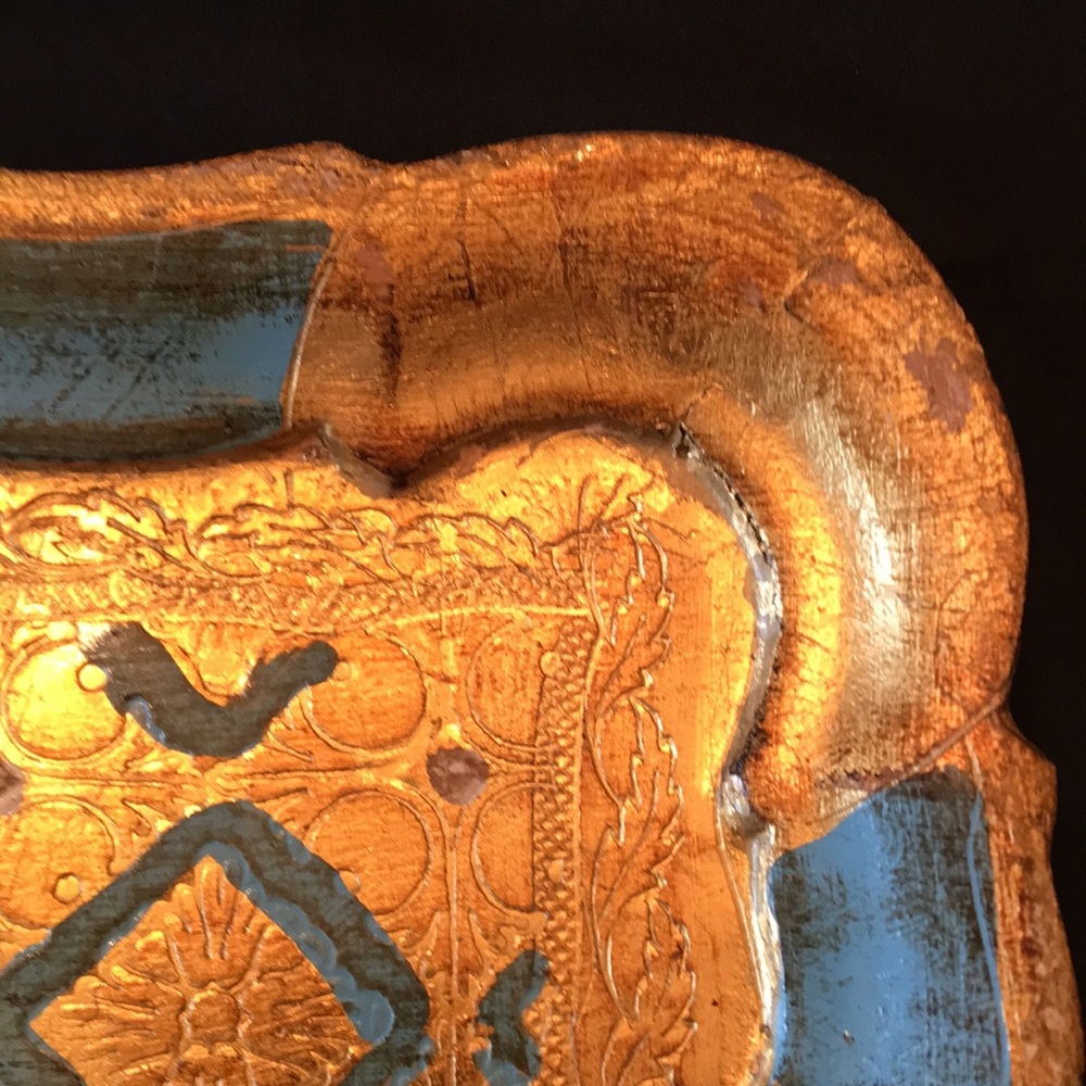 Decorative Gold Painted Wood Tray - Picture 3 of 6